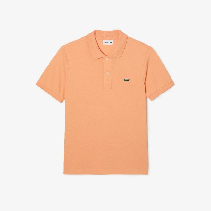 Men's Lacoste Slim Fit Petit Piqué Cotton Polo Shirts Light Orange | HEJ310462