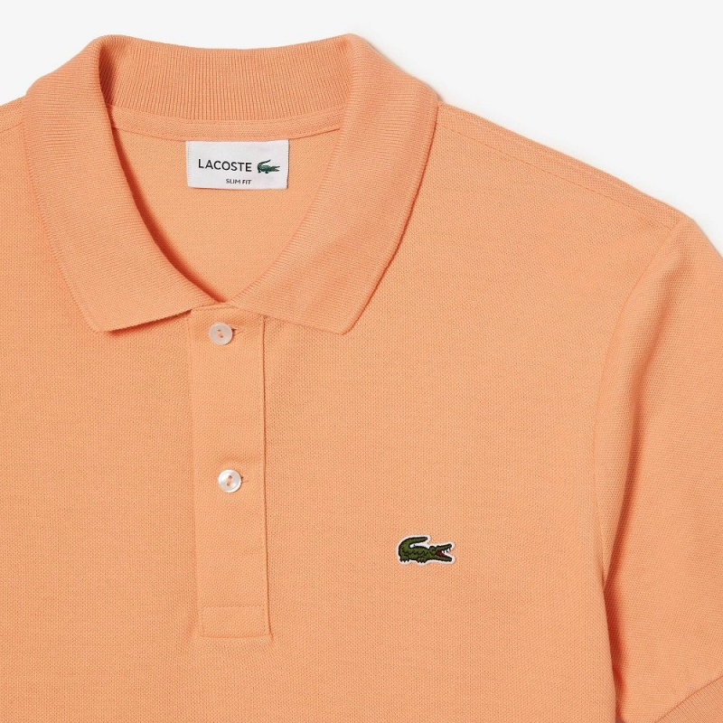 Men's Lacoste Slim Fit Petit Piqué Cotton Polo Shirts Light Orange | HEJ310462