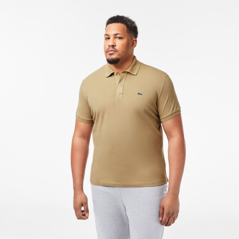 Men's Lacoste Slim Fit Petit Piqué Cotton Polo Shirts Beige | XHU130649