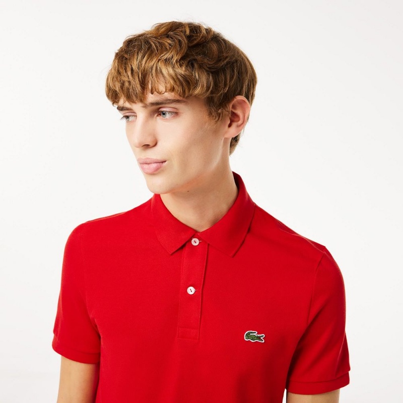 Men's Lacoste Slim Fit Petit Piqué Cotton Polo Shirts Red | LMU953604