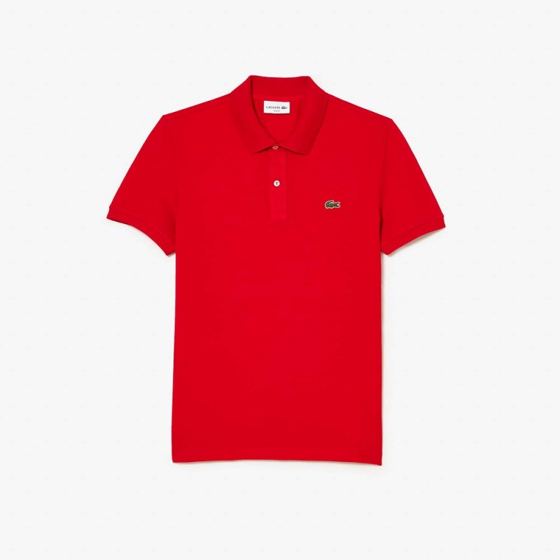 Men's Lacoste Slim Fit Petit Piqué Cotton Polo Shirts Red | LMU953604