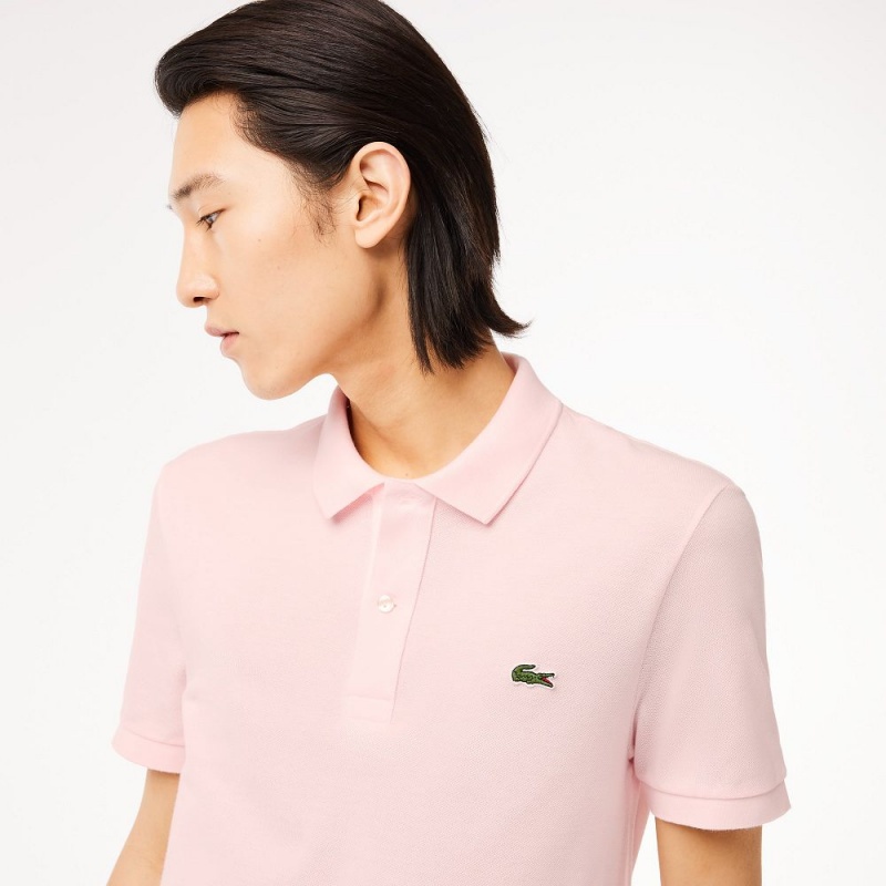 Men's Lacoste Slim Fit Petit Piqué Cotton Polo Shirts Light Pink | TOS604273