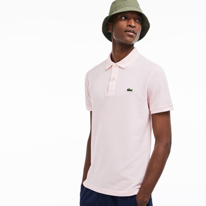 Men's Lacoste Slim Fit Petit Piqué Cotton Polo Shirts Light Pink | TOS604273