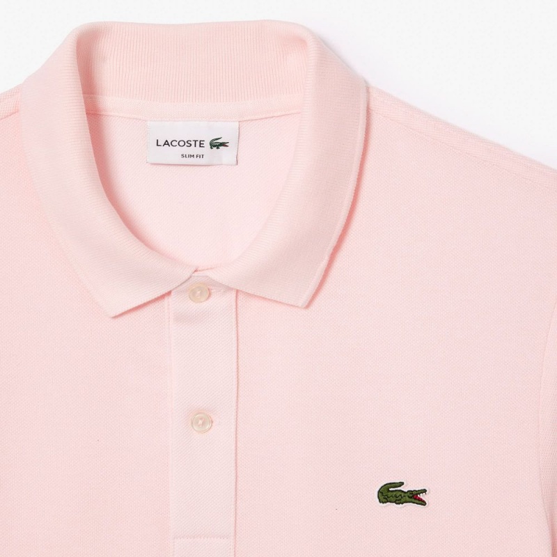 Men's Lacoste Slim Fit Petit Piqué Cotton Polo Shirts Light Pink | TOS604273