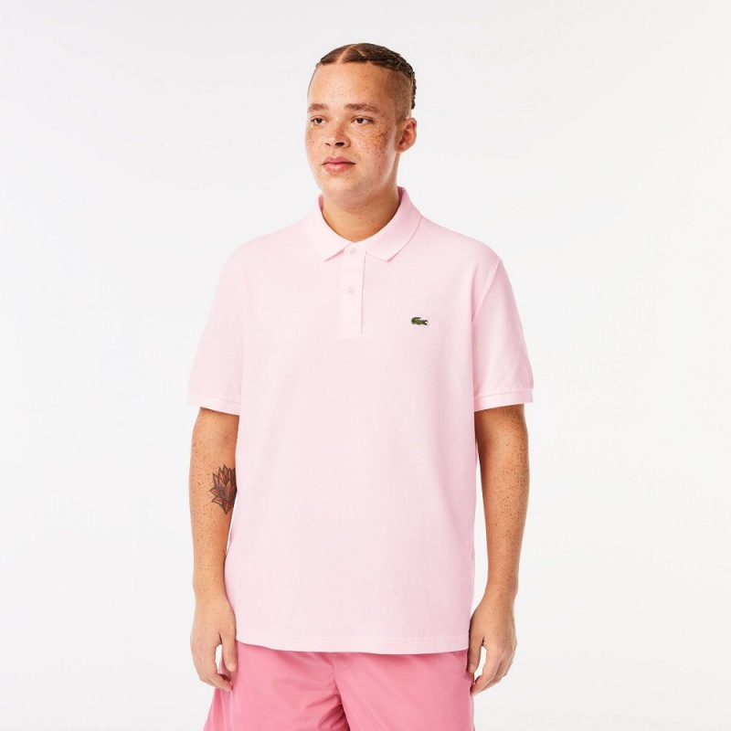 Men's Lacoste Slim Fit Petit Piqué Cotton Polo Shirts Light Pink | TOS604273