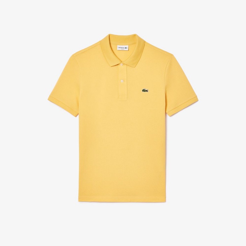 Men's Lacoste Slim Fit Petit Piqué Cotton Polo Shirts Cornsilk yellow | KIZ534902