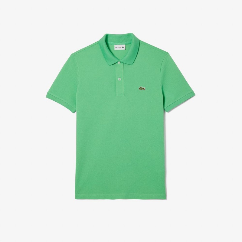 Men's Lacoste Slim Fit Petit Piqué Cotton Polo Shirts Green | EKR105324