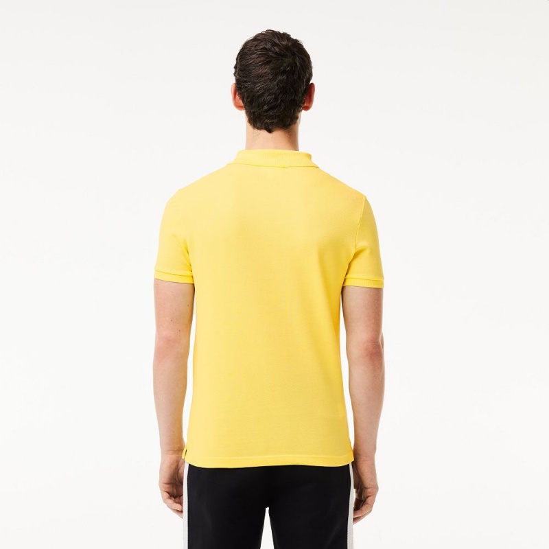 Men's Lacoste Slim Fit Petit Piqué Cotton Polo Shirts Pastel yellow | KLI816259