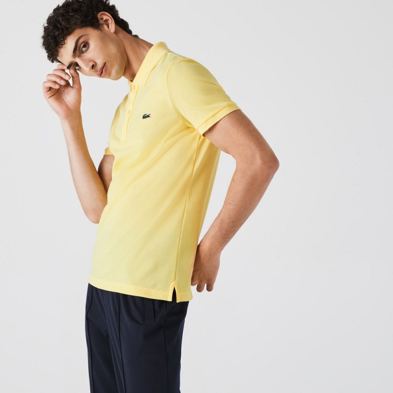 Men's Lacoste Slim Fit Petit Piqué Cotton Polo Shirts Pastel yellow | KLI816259