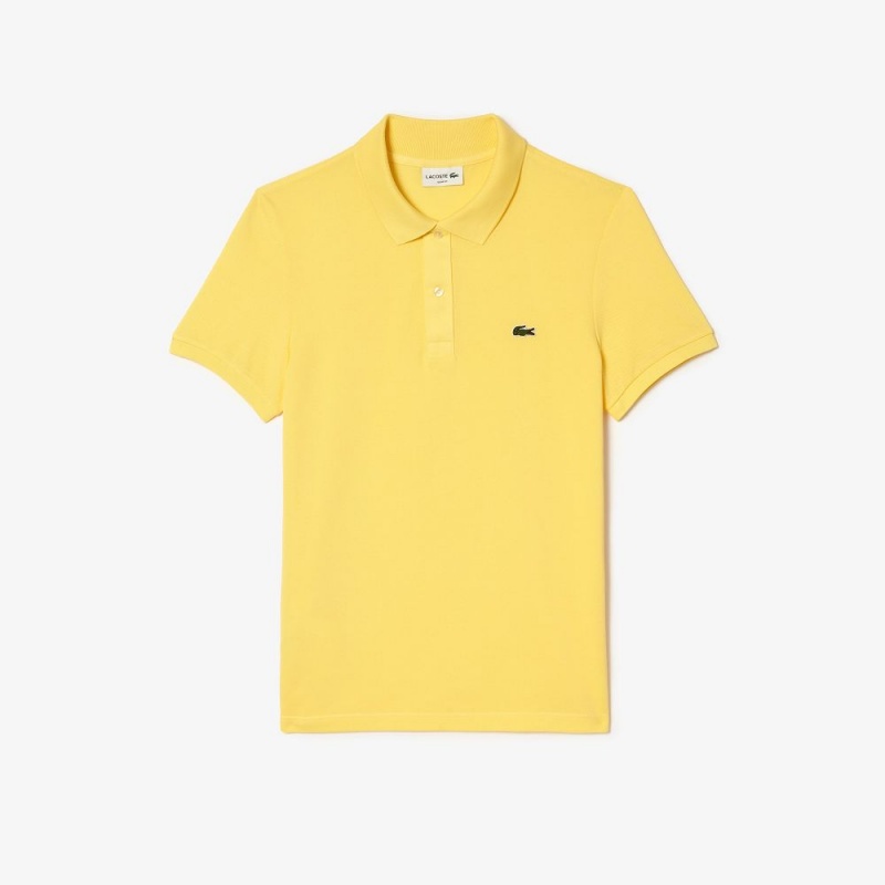 Men's Lacoste Slim Fit Petit Piqué Cotton Polo Shirts Pastel yellow | KLI816259