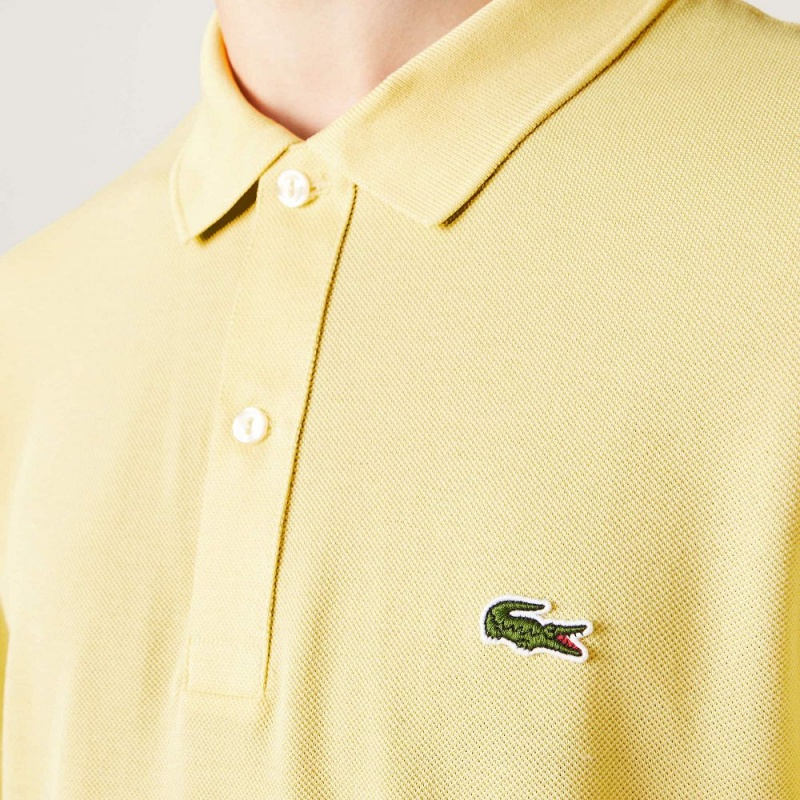 Men's Lacoste Slim Fit Petit Piqué Cotton Polo Shirts Pastel yellow | KLI816259