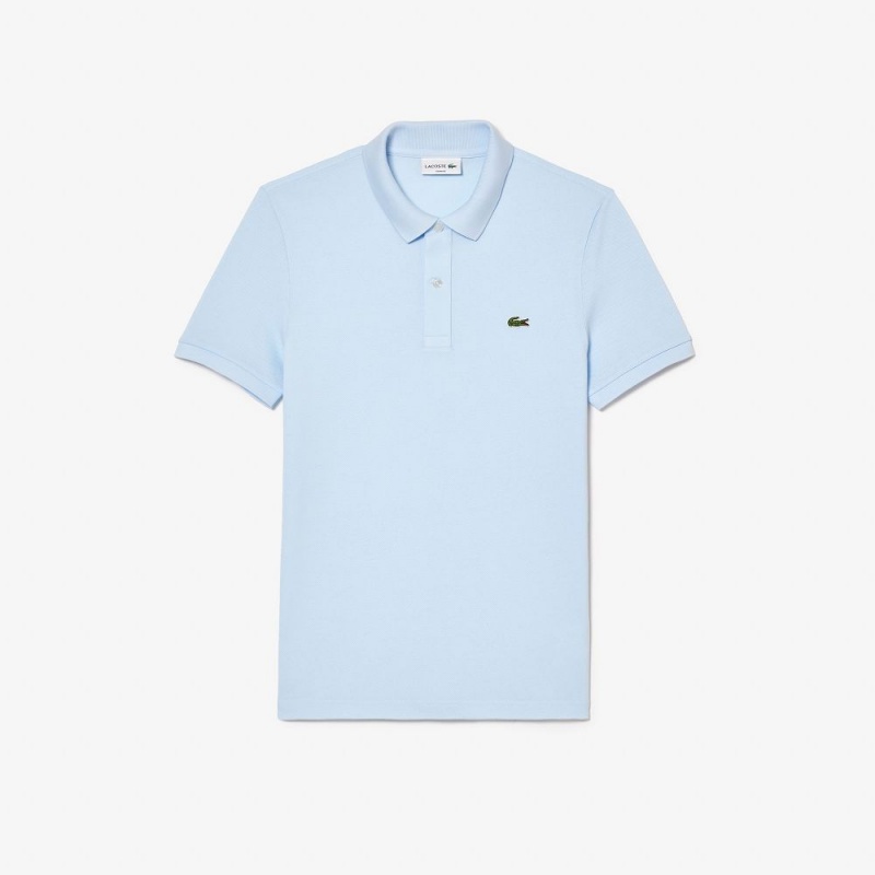 Men's Lacoste Slim Fit Petit Piqué Cotton Polo Shirts Light Blue | OUY910458