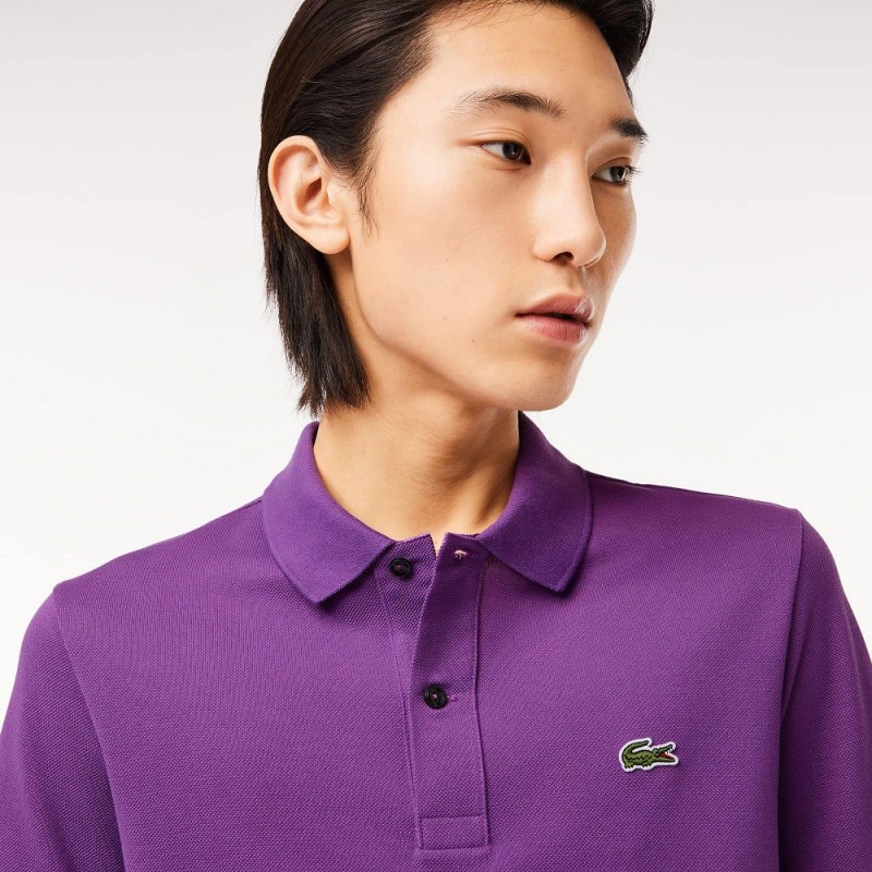 Men's Lacoste Slim Fit Petit Piqué Cotton Polo Shirts Mauve purple | RWT170859