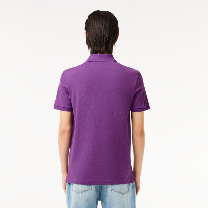 Men's Lacoste Slim Fit Petit Piqué Cotton Polo Shirts Mauve purple | RWT170859