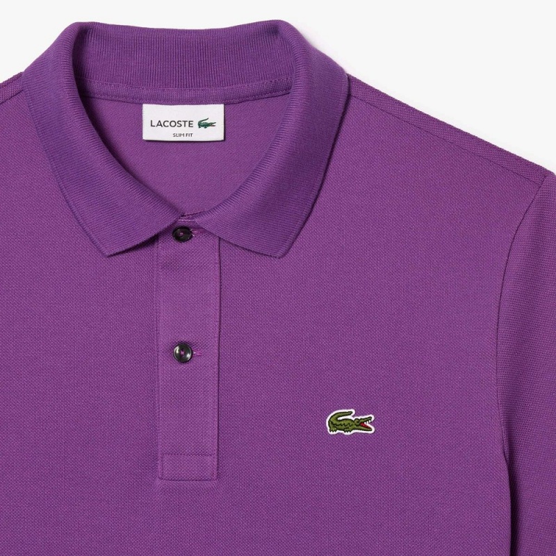 Men's Lacoste Slim Fit Petit Piqué Cotton Polo Shirts Mauve purple | RWT170859