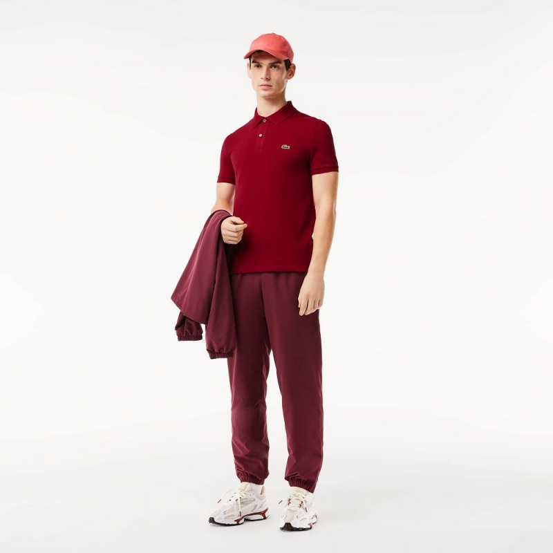 Men's Lacoste Slim Fit Petit Piqué Cotton Polo Shirts Bordeaux | WEM978045