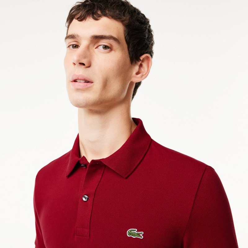 Men's Lacoste Slim Fit Petit Piqué Cotton Polo Shirts Bordeaux | WEM978045