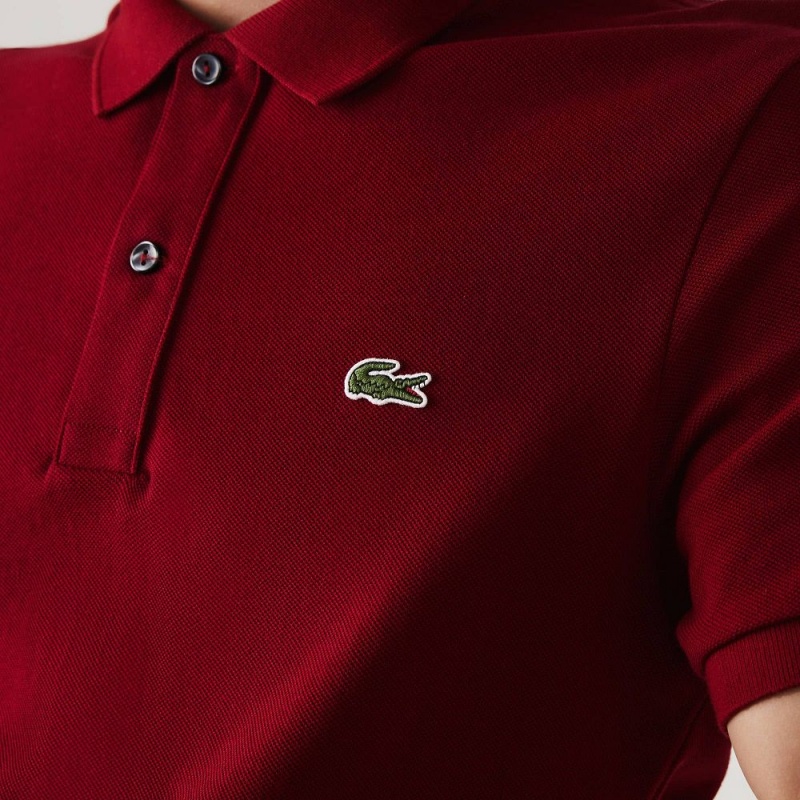 Men's Lacoste Slim Fit Petit Piqué Cotton Polo Shirts Bordeaux | WEM978045