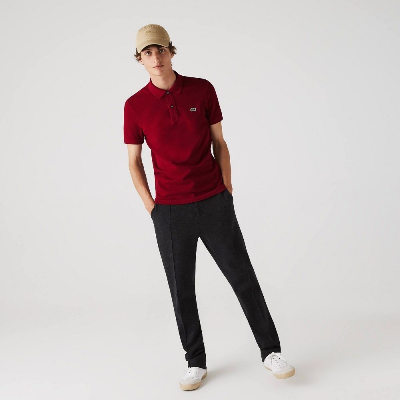 Men's Lacoste Slim Fit Petit Piqué Cotton Polo Shirts Bordeaux | WEM978045