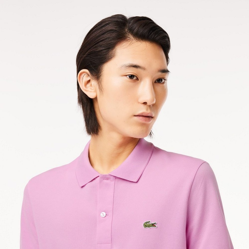 Men's Lacoste Slim Fit Petit Piqué Cotton Polo Shirts Pink | NKY512479