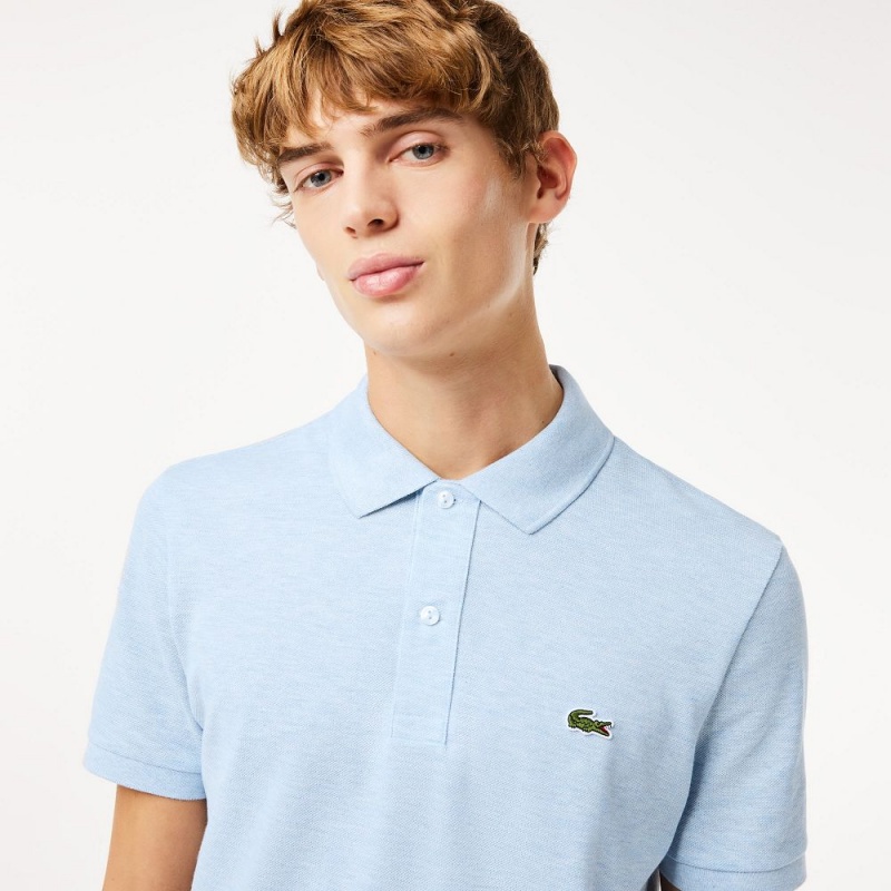 Men's Lacoste Slim Fit Petit Piqué Cotton Polo Shirts Blue Chine | QLD485319