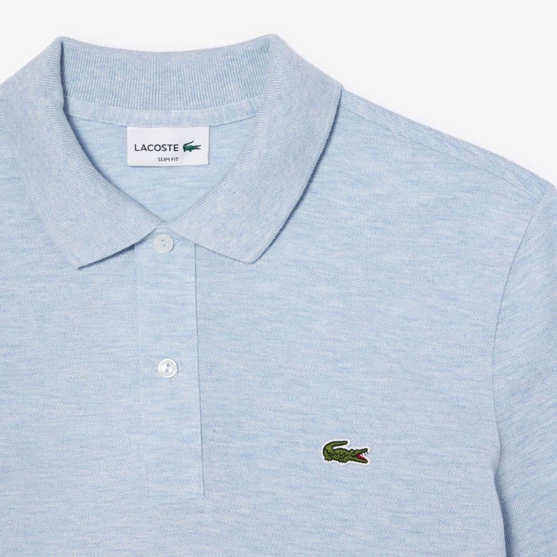 Men's Lacoste Slim Fit Petit Piqué Cotton Polo Shirts Blue Chine | QLD485319