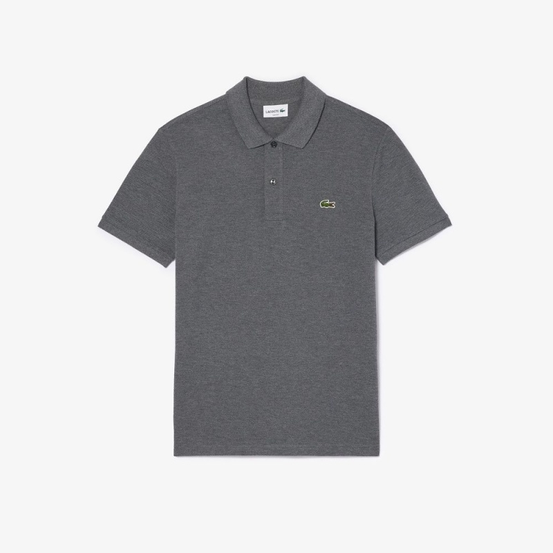 Men's Lacoste Slim Fit Petit Piqué Cotton Polo Shirts Grey Chine | CZX865309