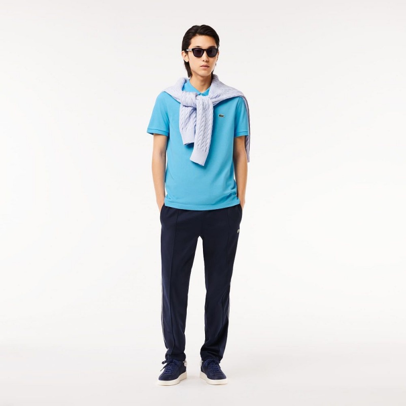 Men's Lacoste Slim Fit Petit Piqué Cotton Polo Shirts Bonnie blue | SEI398470