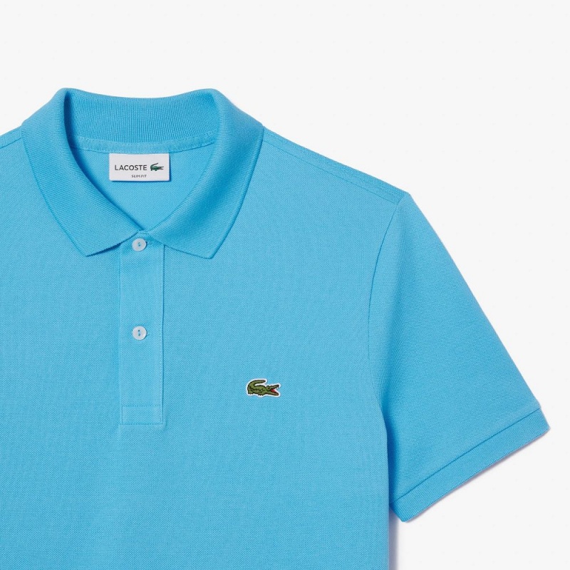 Men's Lacoste Slim Fit Petit Piqué Cotton Polo Shirts Bonnie blue | SEI398470