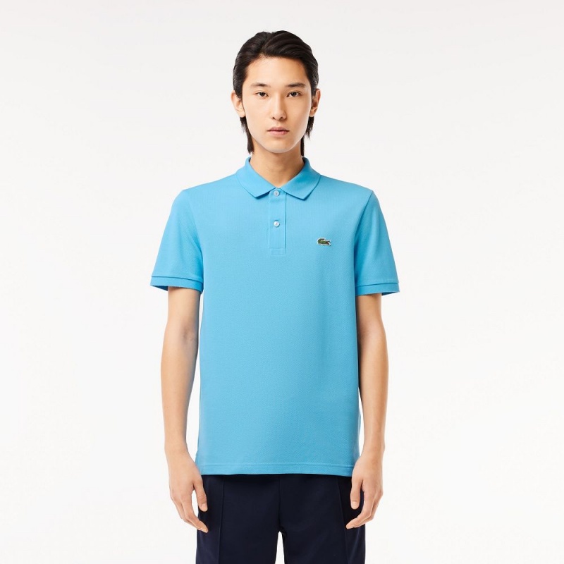 Men\'s Lacoste Slim Fit Petit Piqué Cotton Polo Shirts Bonnie blue | SEI398470