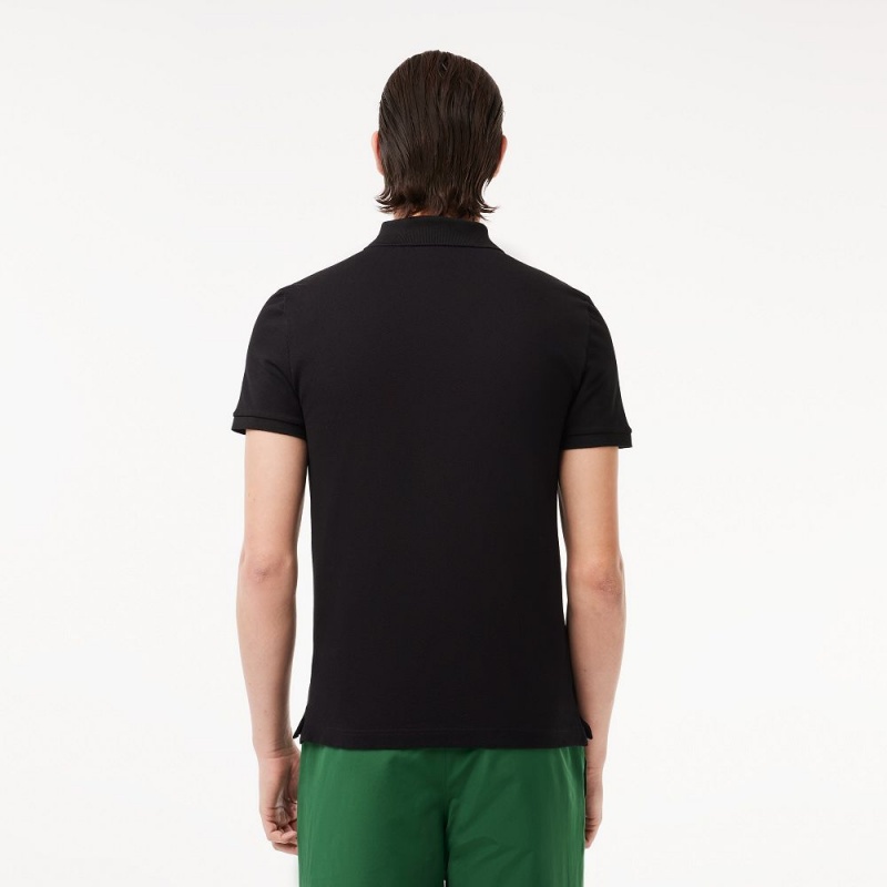 Men's Lacoste Slim Fit Petit Piqué Cotton Polo Shirts Black | UCM851324