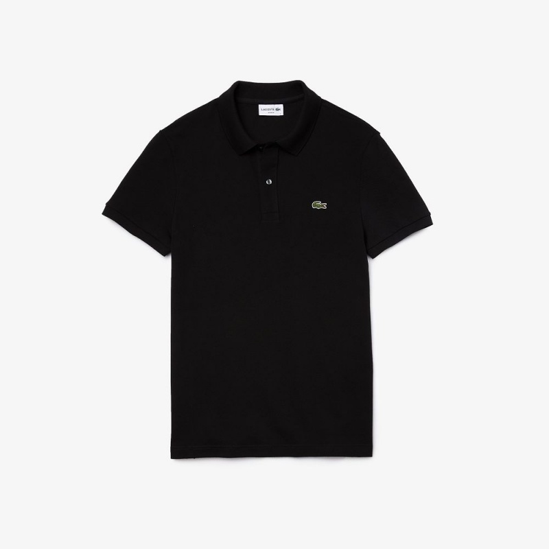 Men's Lacoste Slim Fit Petit Piqué Cotton Polo Shirts Black | UCM851324