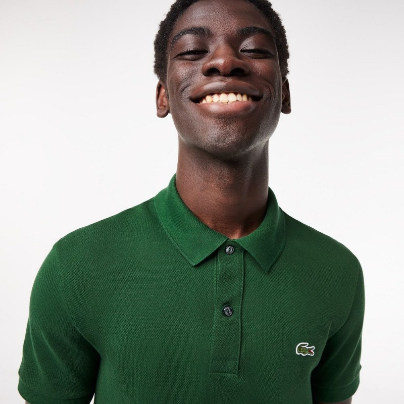 Men's Lacoste Slim Fit Petit Piqué Cotton Polo Shirts Pine green | NFS650147