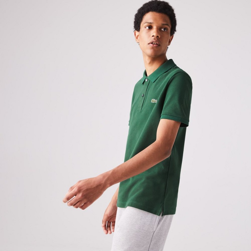 Men's Lacoste Slim Fit Petit Piqué Cotton Polo Shirts Pine green | NFS650147