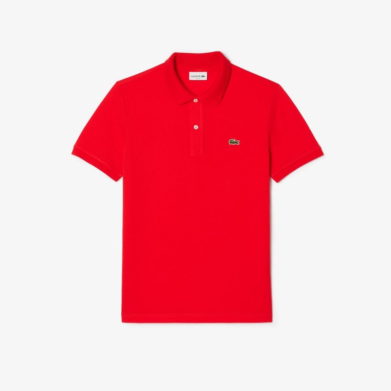 Men's Lacoste Slim Fit Petit Piqué Cotton Polo Shirts Red currant | LBA438071