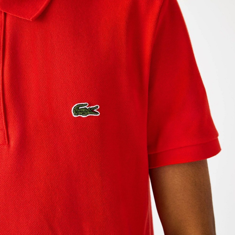 Men's Lacoste Slim Fit Petit Piqué Cotton Polo Shirts Red currant | LBA438071