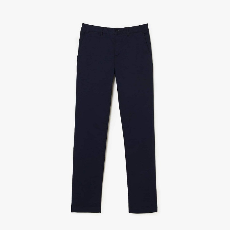 Men's Lacoste Slim Fit Stretch Cotton Chinos Pants Navy Blue | HCV681357