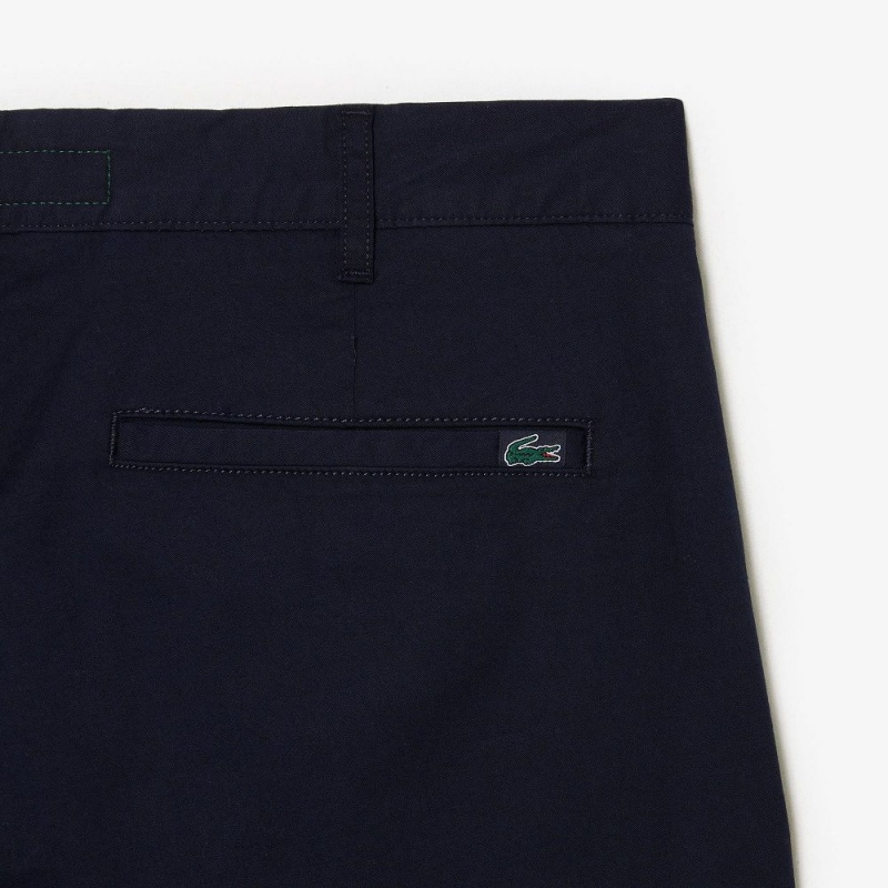 Men's Lacoste Slim Fit Stretch Cotton Chinos Pants Navy Blue | HCV681357