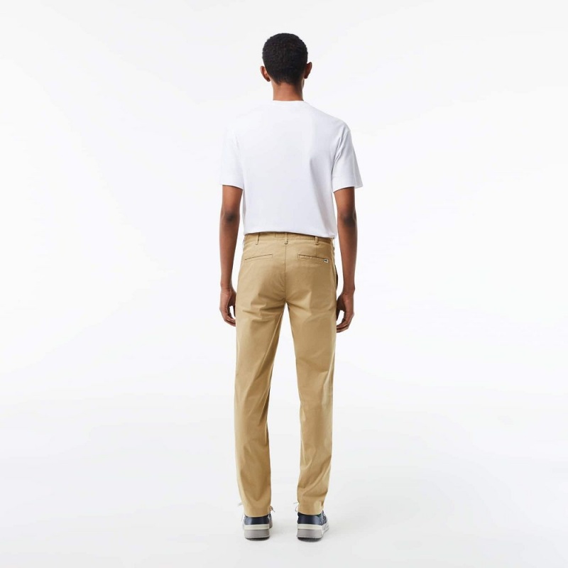 Men's Lacoste Slim Fit Stretch Cotton Chinos Pants Beige | KQF518039