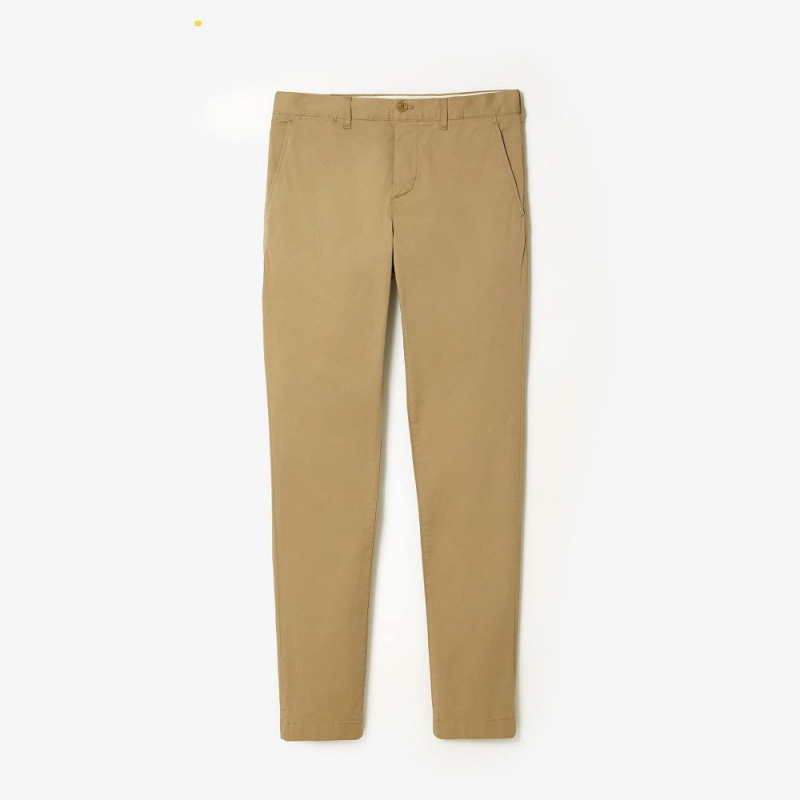 Men's Lacoste Slim Fit Stretch Cotton Chinos Pants Beige | KQF518039