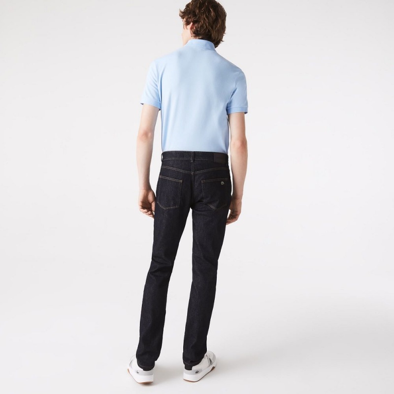 Men's Lacoste Slim Fit Stretch Cotton Denim Jeans Pants Blue | OIU047193