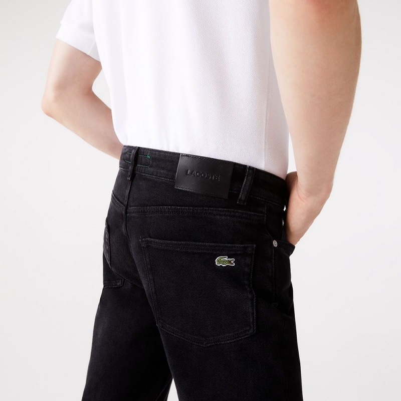 Men's Lacoste Slim Fit Stretch Cotton Denim Jeans Pants Black | IQX230475