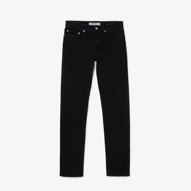 Men's Lacoste Slim Fit Stretch Cotton Denim Jeans Pants Black | IQX230475