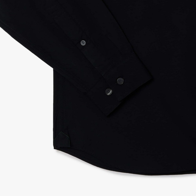 Men's Lacoste Slim Fit Stretch Cotton Poplin Shirt Black | CBX704859