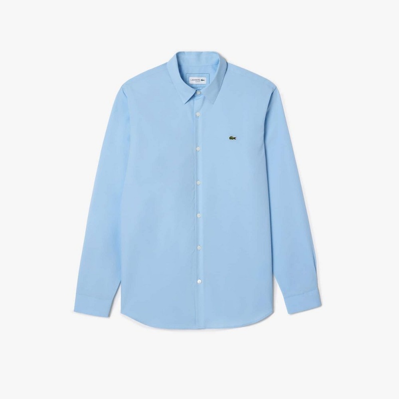 Men's Lacoste Slim Fit Stretch Cotton Poplin Shirt Pastel blue | IVW910364