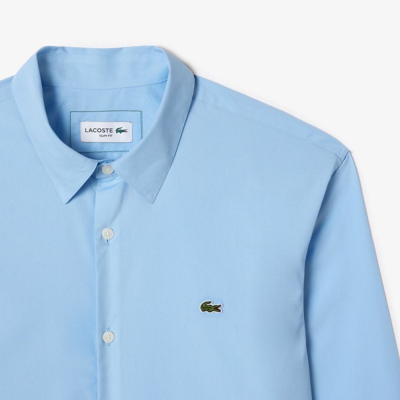 Men's Lacoste Slim Fit Stretch Cotton Poplin Shirt Pastel blue | IVW910364