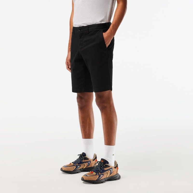 Men's Lacoste Slim Fit Stretch Cotton Shorts Black | QFH376845