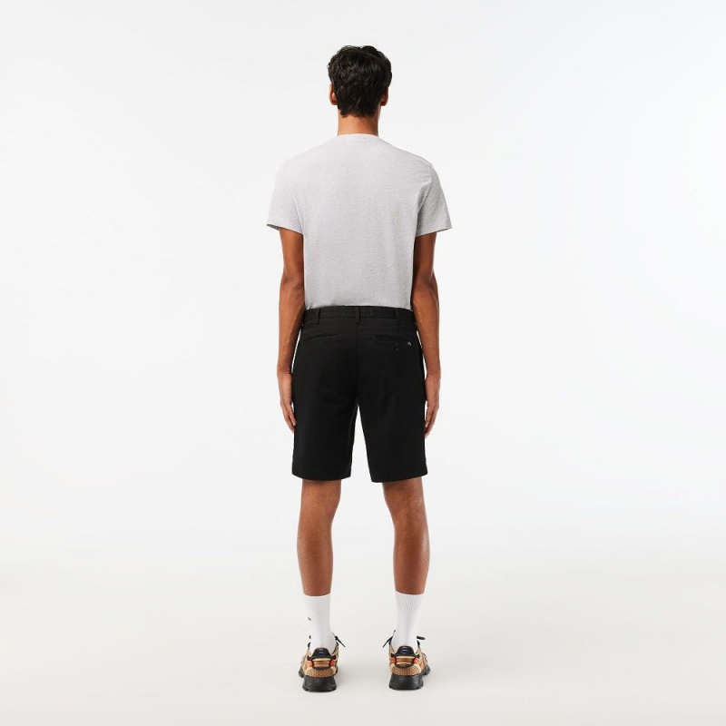 Men's Lacoste Slim Fit Stretch Cotton Shorts Black | QFH376845