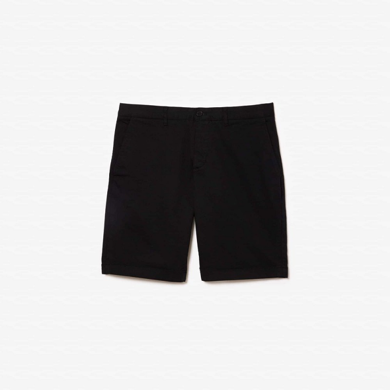 Men's Lacoste Slim Fit Stretch Cotton Shorts Black | QFH376845