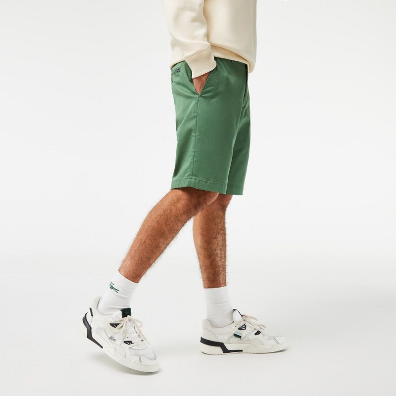 Men's Lacoste Slim Fit Stretch Cotton Shorts Khaki Green | GKQ604213